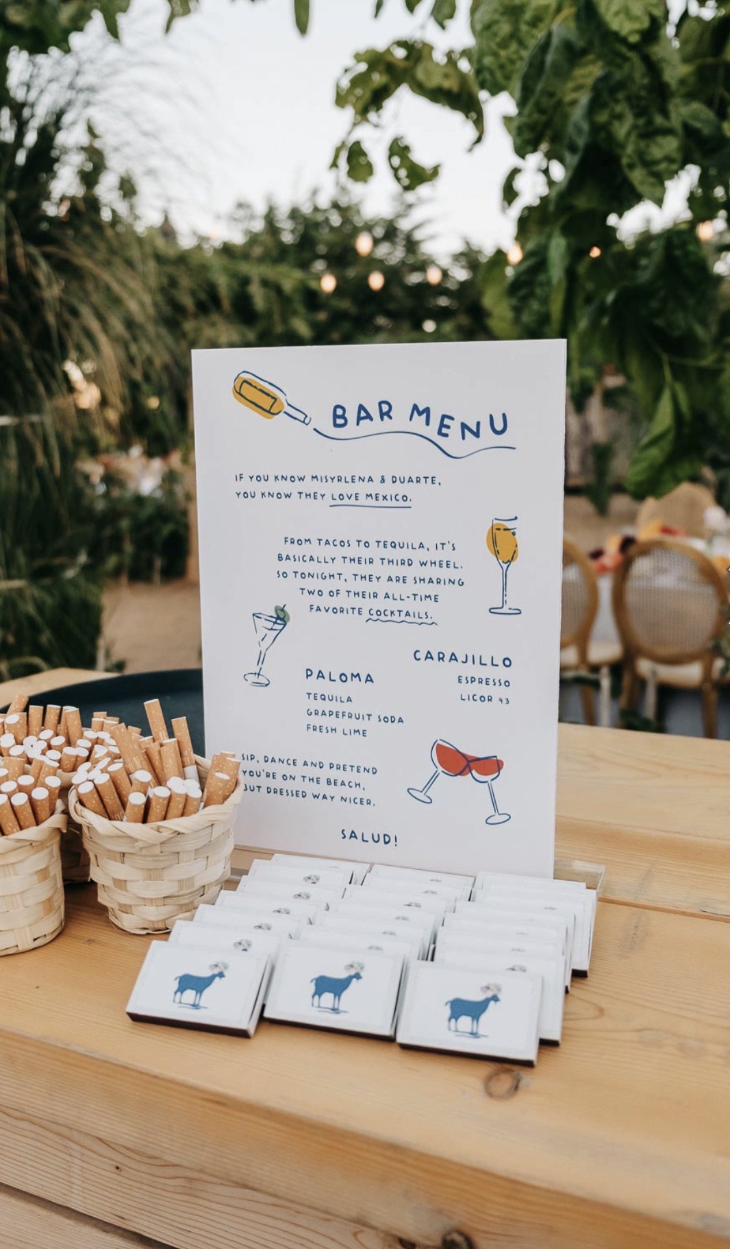 Custom bar menu designed for a private event
