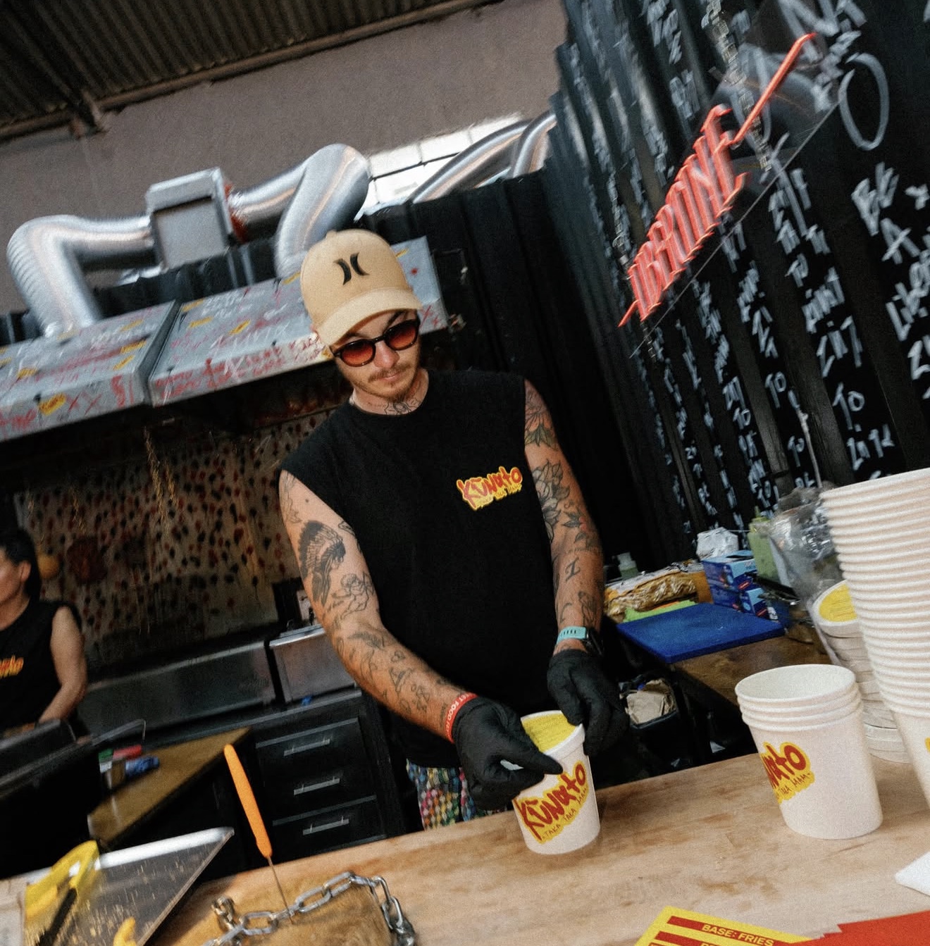 Live urban catering kitchen during service